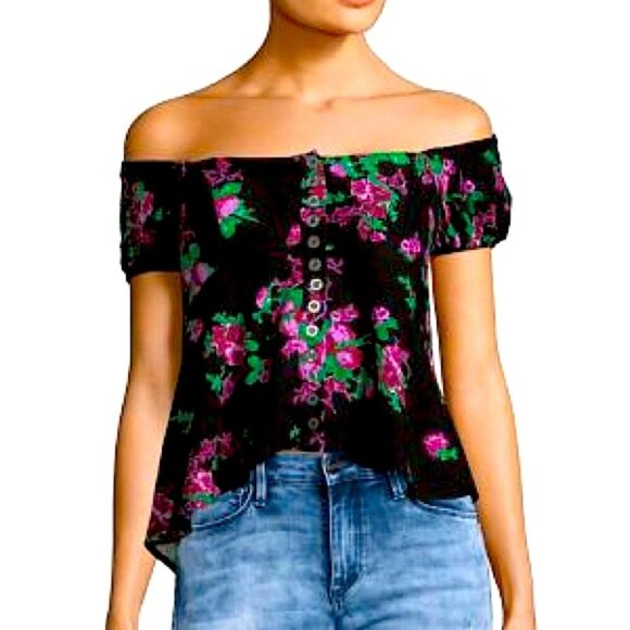 Free People Close To You floral smocked back blouse - Picture 5 of 6